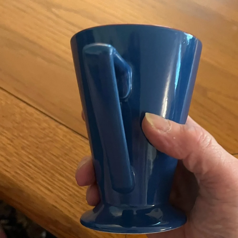 Vintage Blue Churchill mug with red rim and white interior. - Picture 3 of 6